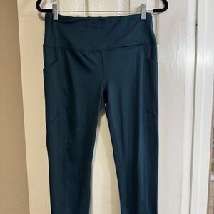 Velocity workout pants. Navy blue. Inside pocket at waistband. Two side pockets.